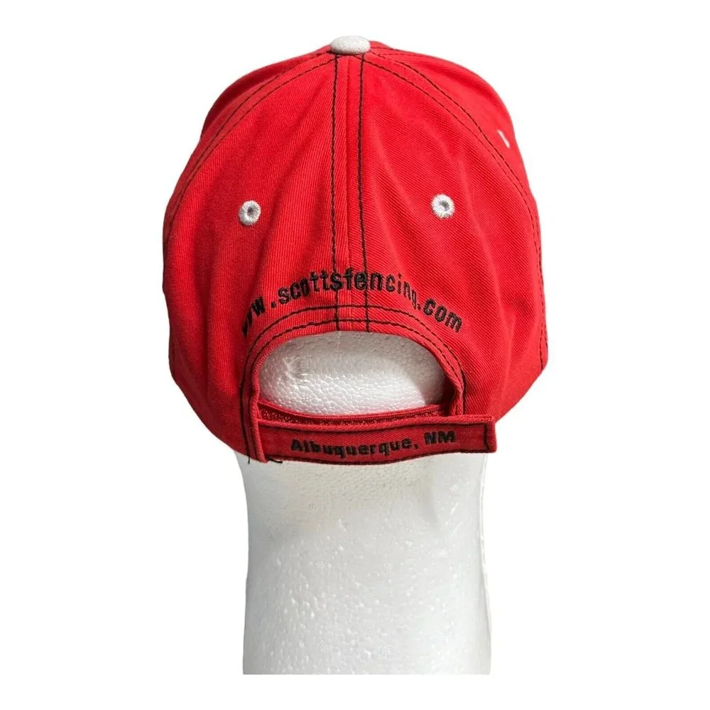 Scott's Fencing Co Diamond Plated Baseball Cap Red Adjustable Strap Triple Crown